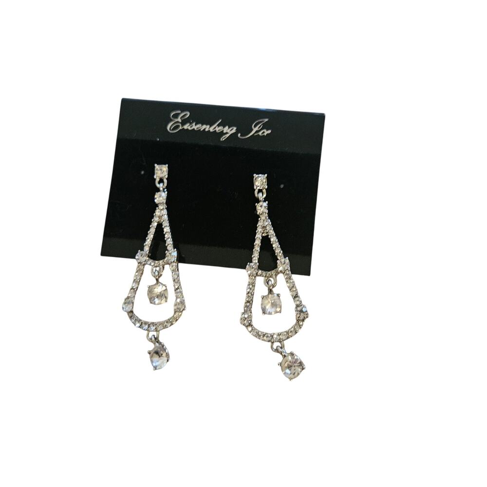 Eisenberg Ice Rhinestone Chandelier Dangle Earrings Silver Tone Crystal